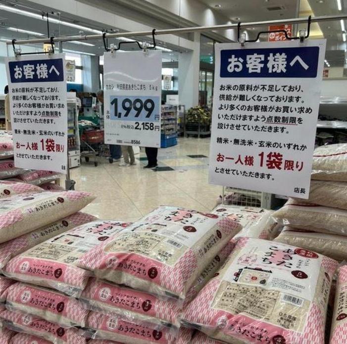 Preço do Arroz Sobe no Japão: Supermercados Limitam Compras